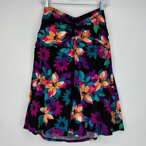Tropical Escape Womens 18W One PieceBathing Suit Swim Dress Black Multi Floral